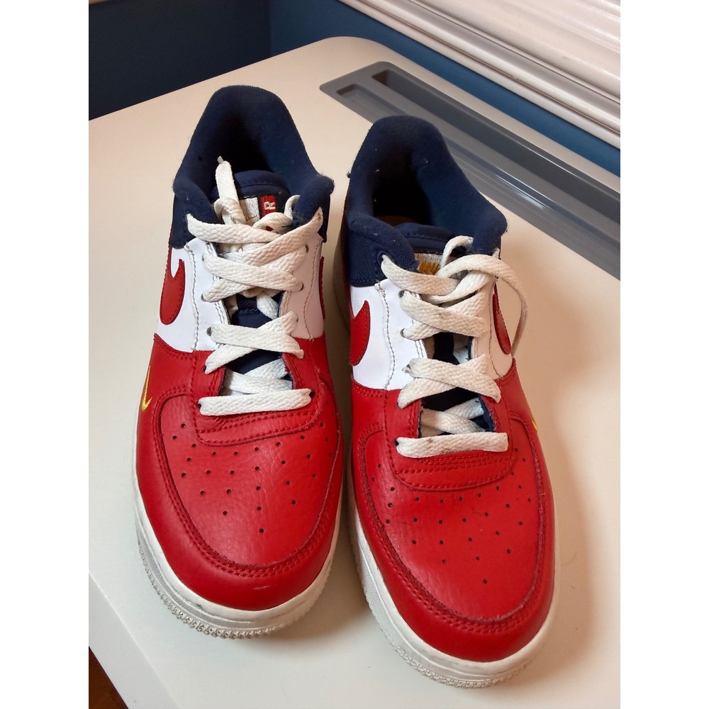 Nike Air Force 1 Low Kids Size 5.5Y Red White Navy Blue Sneakers 820438-603